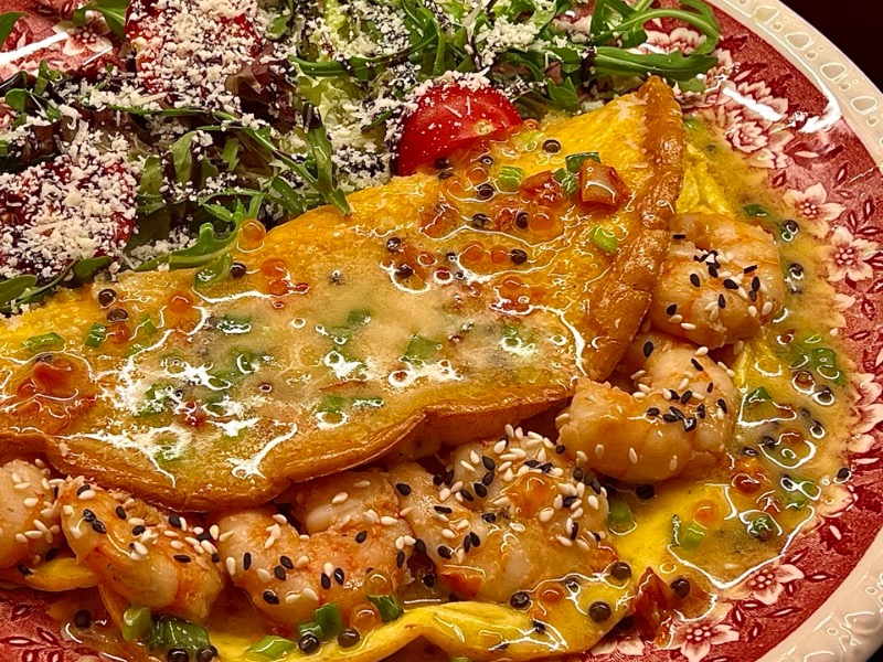 Омлет з тигровими креветками