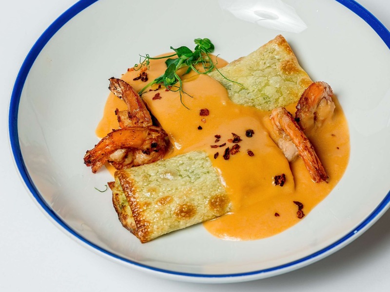 Канелоні зі шпинатом, рікотою та креветками